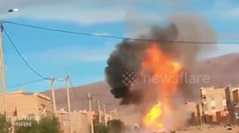 Explosion of a gas truck Today the gas bottles are flying in the air