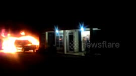 Gas and gasoline stores on fire