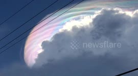 Beautiful fire rainbow looks like a unicorn head
