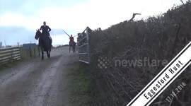 CHILLING VIDEO SHOWS FEMALE HUNT SABOTEUR ATTACKED FROM BEHIND BY RIDER