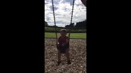 Baby kicks adult over