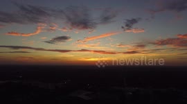 Drone video of a colorful sunset