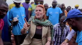 Duchess of York tries her hand at bricklaying in Kigali