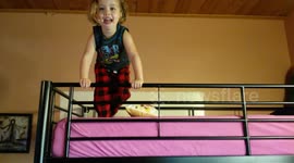 Tiny Toddler Climbs Bunkbed Ladder