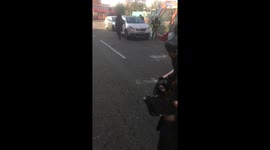 Cars damaged from main gas pipe explosion