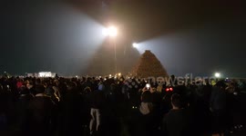 Leeds Roundhay Park Bonfire being started 2017