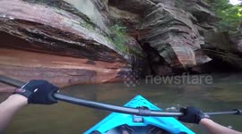 GoPro Kayaking Deep Into the Sea Caves