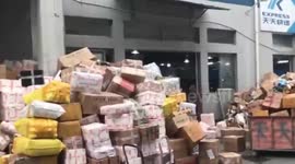 Massive packages stored in warehouse wait for being dispatched after Chinese Singles Day