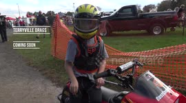 Kiddie Sled Drag Race...all smiles