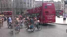 London Naked Bike Riders at Trafalgar Square - Part2