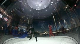 Hilarious iFly student almost loses her shoe in the tunnel