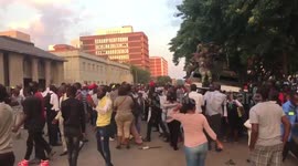 Celebrations erupt outside parliament after Mugabe resignation