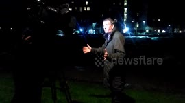 Live BBC TV broadcast beside swollen river