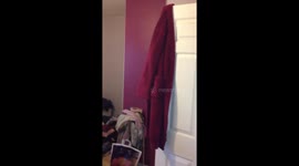 Woman gets fright of her life after shower in prank