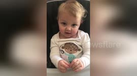 Newsflare Edit - Cute baby says boo for first time