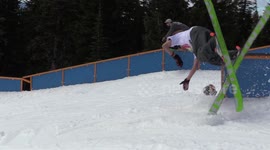 Skier summersault fall