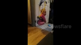 Baby spins in bouncer