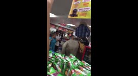 Cowboy rides into supermarket on his HORSE to buy beers