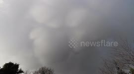 Winter Mammatus Clouds Before Hail Storm
