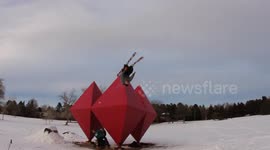 Sculpture made part of epic ski trick
