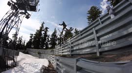 Skier flies out of nowhere, to nowhere