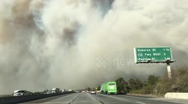 Drive through Los Angeles' Creek Fire along towards 118 Freeway
