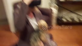 Mom getting scared using VR Goggles!!