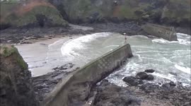 Storm Caroline hits Cornish coast at Port Isaac