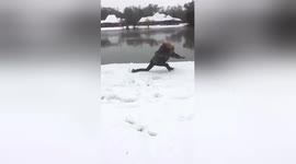 Invisible box challenge on snow goes terribly wrong