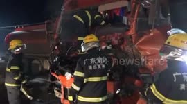 Two people rescued from chemical tank car after crash