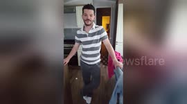 Newsflare Edit - Forfeit - pie in the face for being beaten in daring at coasteering (it's frickin' terrifying!)