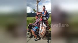 Broken down motorcyclist gets lift home