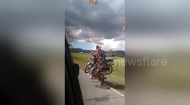Broken down motorcyclist gets lift home