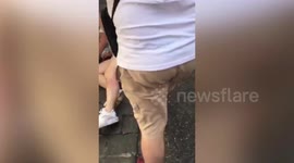 Horrific video of footaball hooligans in France  Russian ambush