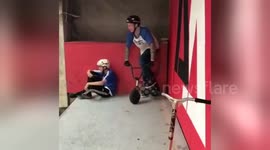 Newsflare Edit - Guy on mini BMX horrible head crash