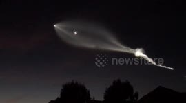 Space X Launch Over Pacific Ocean