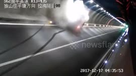 A fatigued driver lost control of his pickup truck in southwest China