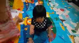 baby was so happy for the new carpet. she just keep turning around by sitting on it