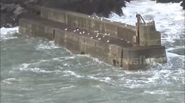 Cornwall's Port Gaverne ravaged by Storm Eleanor