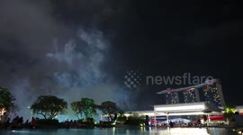 Singapore Independence Day 50th Anniversary fireworks at the Fullerton Bay Hotel