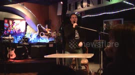 Crime and noir author John Burdett does a question and answer at the Night of Noir in Bangkok