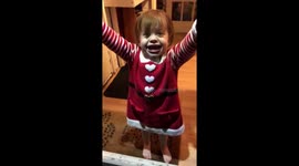 Toddler gets excited by the wind (funny reaction)