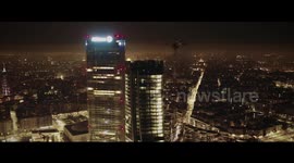 Drone footage captures Milan skyline at night