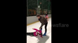 NEAR MISS: Small girl's fingers almost chopped off by ice skate