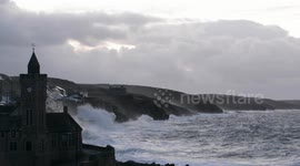 Remnants of Storm Eleanor continues to bring big waves into Porthleven