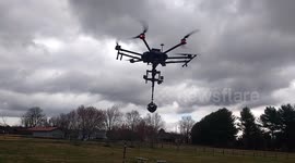 Large drone carrying a 360 camera