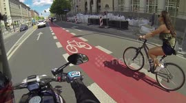 Hot chick on a bicycle in Warsaw