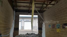 Pipe burst makes ice sculptures