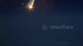 Sunrise view from Ryanair aircraft Boeing 737-800