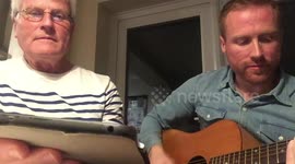 Dad and son cover (Dennis Edwards - Don't look any further) badly but have fun doing it